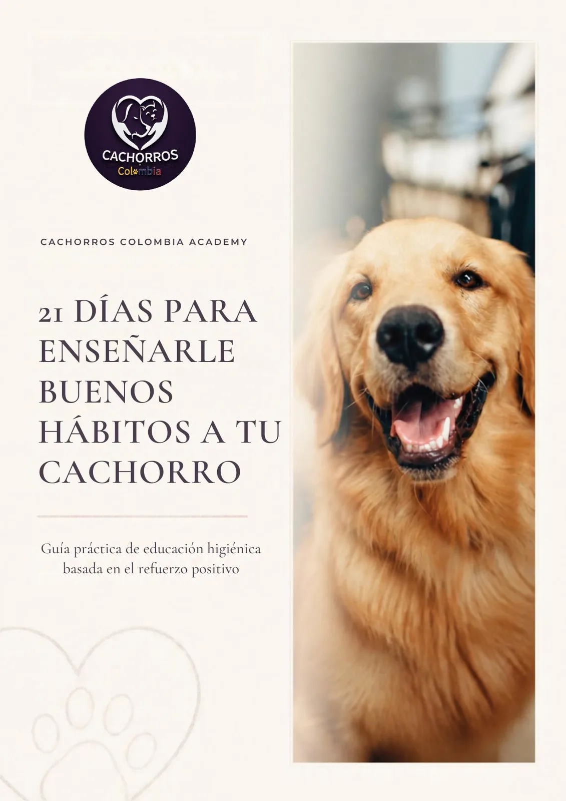 Portada de la guía "21 días para enseñarle buenos hábitos a tu cachorro"